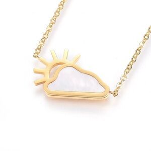 Stainless Steel Necklaces, with Shell, Sun and Clouds,